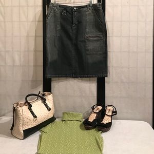 Carolina Blues mid length blue jean skirt